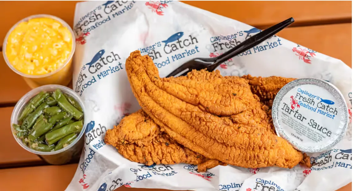 Fried catfish dinner at Caplinger's Fresh Catch