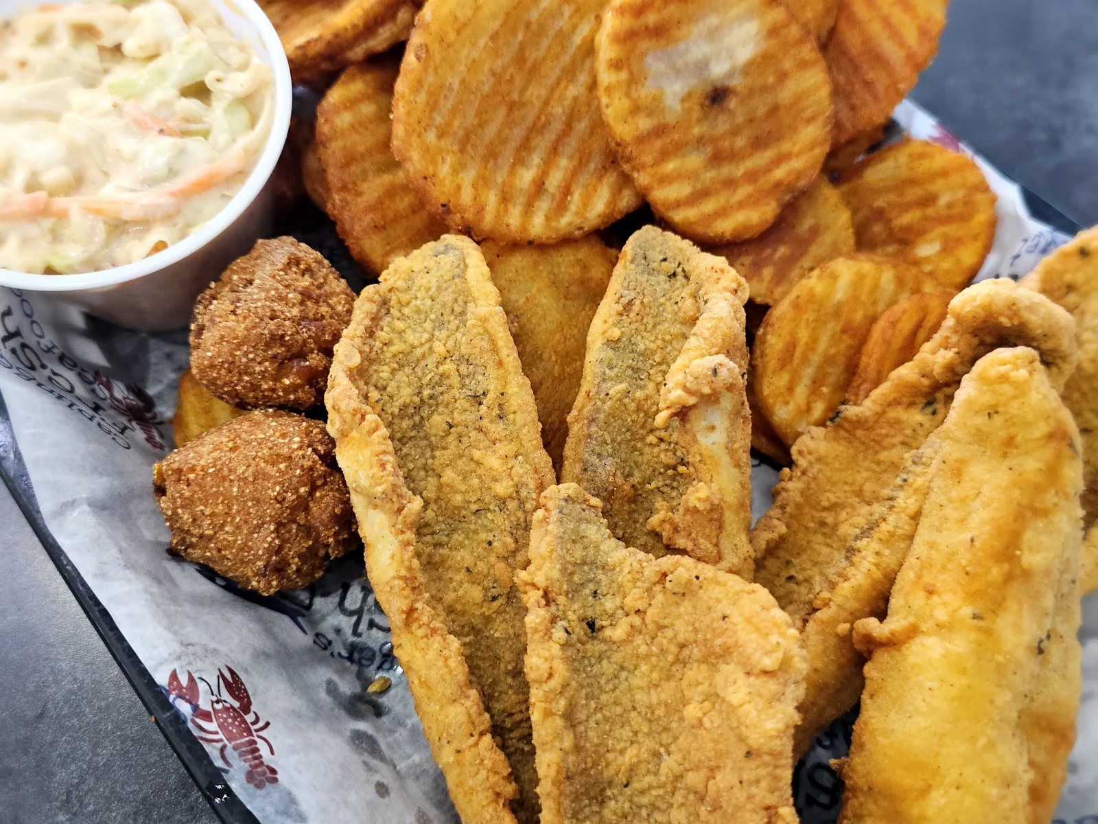 Golden fried fish and chips from the Caplinger's kitchen